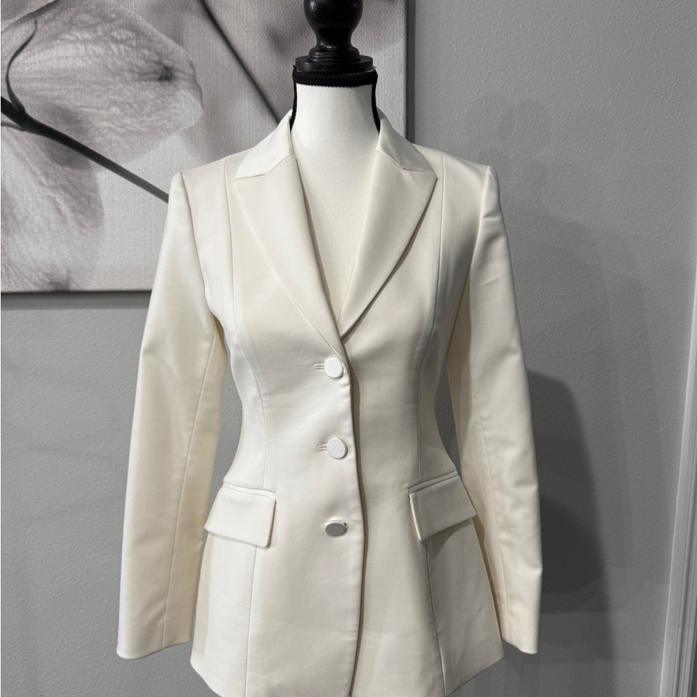 Theory Cream Tailored Single-Breasted Blazer